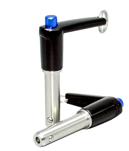 HAIWEN L-handle aluminum grip ball lock safety pin with stainless steel ring and lanyard cable, 12x60mm