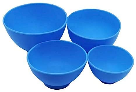 [Australia - AusPower] - 4Pcs One Set Silicone Flexible Rubber Plaster Impression Mixed Alginate Bowl Dental Lab Mixing Bowls Blue 