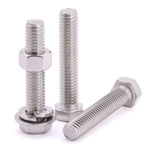 [Australia - AusPower] - (4 Sets) 1/2"-13 x 6 Hex Bolt with Hex Nut, Flat Washers (SAE) and Lock Washers Hardware Assortement, Full Thread, Coarse Thread, 304 Stainless Steel 18-8 1/2-13 x 6 4 