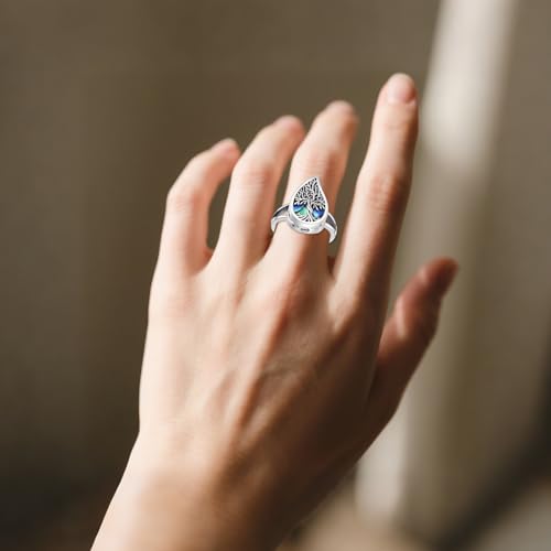 ONEFINITY Urn Rings for Ashes 925 Sterling Silver Tree of Life Ashes Rings Memorial Cremation Jewellery Gifts for Women #8