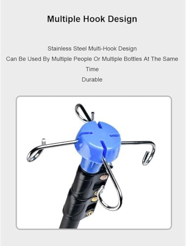 6.5 Feet Portable Folding Infusion Stand, 4 Hooks, 3 Legs, Drip Bag Stand, Height Adjustable, Foldable Infusion Stand for Travel and Home Care Black