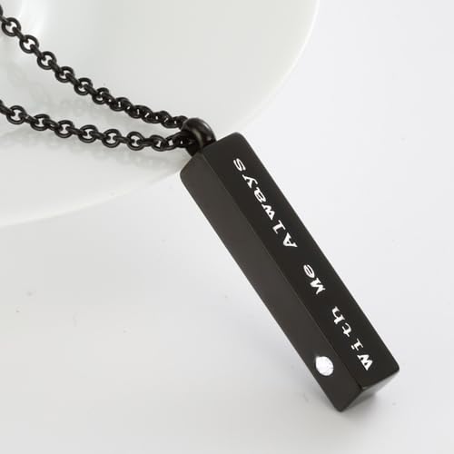 2Pcs Ashes Necklace - Memorial Necklace for Ashes,Silver & Black