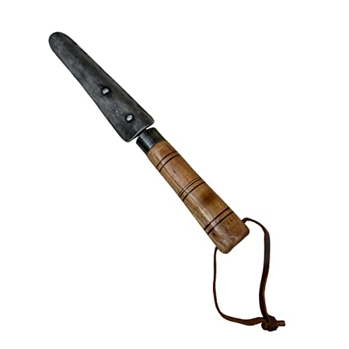 Living Ideas hand forged metal garden transplant trowel with wooden handle, black antique finish