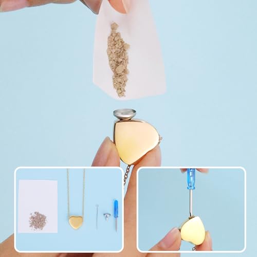 Heart Cremation Urn Necklace for Ashes for Women Men Cremation Locket Jewelry with Keepsake Urn Memorial Ash Jewelry Gold