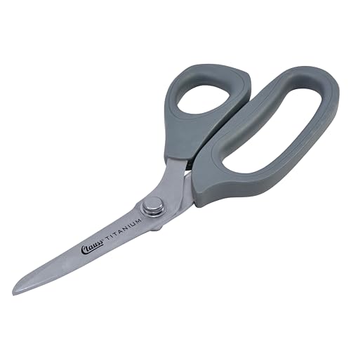 Clauss 19592 8-inch titanium bent Kevlar shear with ergonomic handles and curved cutting blades