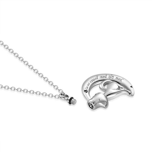 FGT Dog Crescent Moon Urn Necklace for Women Cremation Memorial Jewellery for Ashes Keepsake Loved One Dog Cat