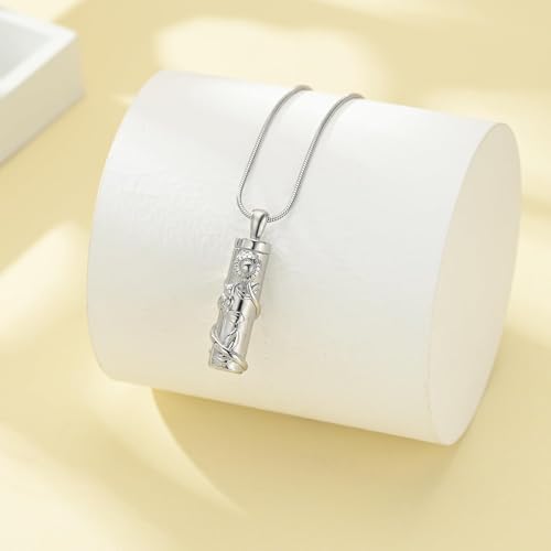 Sunflower Urn Necklace Cremation Jewelry Memorial Ash Necklace Silver