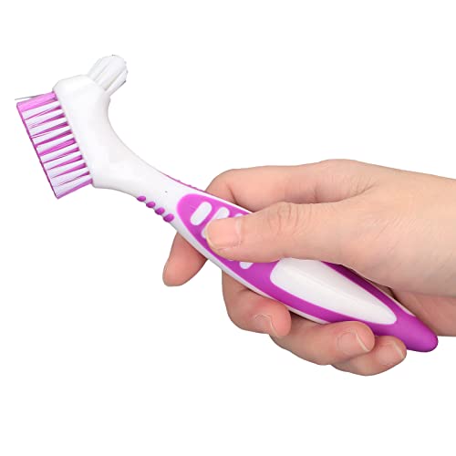 Denture Toothbrush, Double-Sided Denture Brush, Braces Cleaner, Denture Cleaning Brush, Toothbrush for Cleaning Partial Dentures, Half Dentures and Full Dentures