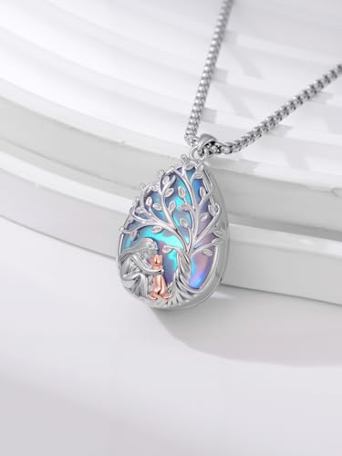 Tree of Life Urn Necklace for Ashes/Pet Cremation Teardrop Moonstone Necklace Pendant Jewelry Gifts for Mom Wife Women Birthday Christmas Memorial Day cat-urn