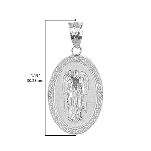 .925 Sterling Silver Cubic Zirconia 1-1/4” Oval Saint Gabriel The Archangel Medal Pendant Necklace - Choice of Pendant Only or Necklace Chain Length