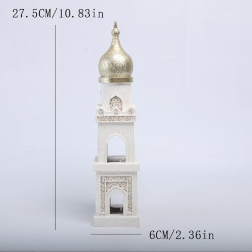 Islamic Cultural Decor Collection - Handcrafted Resin Mosque Models & Tower Ornaments for Home/Office Display Ramadan Decoration (Tower 1) tower 1