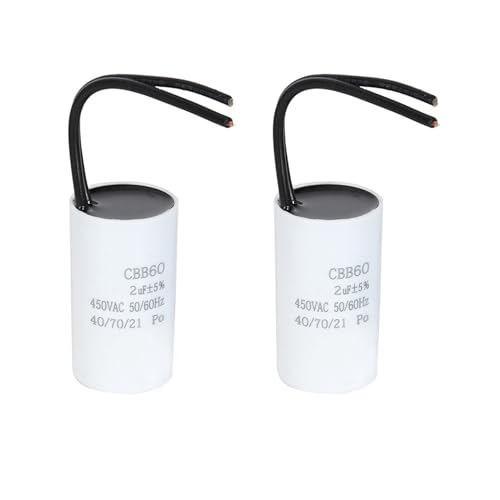 2 x 2µF 450 V CBB60 Capacitor, Starting Capacitor, Motor Capacitor, Work Capacitor for Household Appliances, Durable, Environmentally Friendly, with Cables, Suitable for Circulation Pump, Wall Boiler Boiler