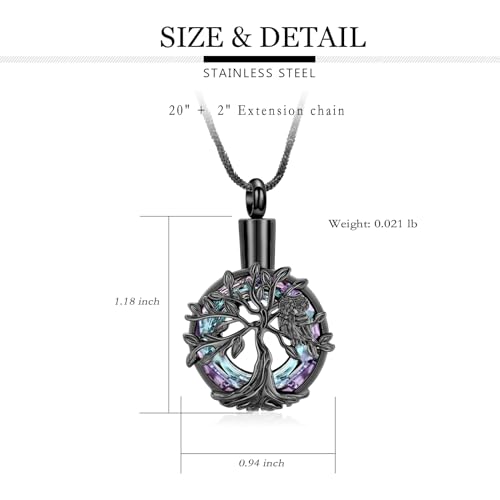 Yinplsmemory Owl Cremation Jewelry Urn Ashes Necklace for Women Black-purple