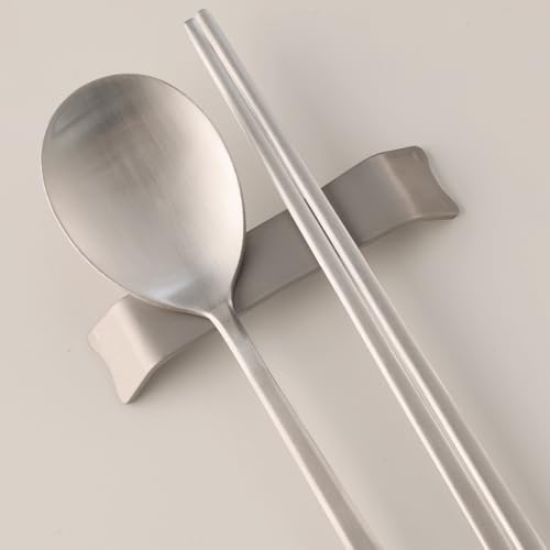Korean Dancheong Engraved Spoon and Chopsticks Set, 18/10 Stainless Steel