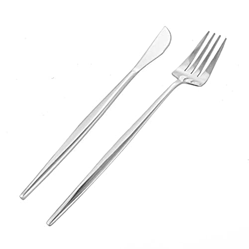 24-Piece Silver Korean Silverware Set, Stainless Steel | Mirror Polished, Service for 6, Includes Forks Spoons Knives, Modern Flatware Cutlery Silver01