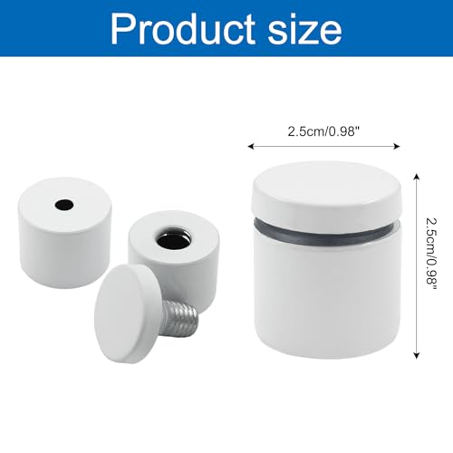 Bivethoi white stainless steel standoff screws, 1 x 1 inch spacers, 12-piece set