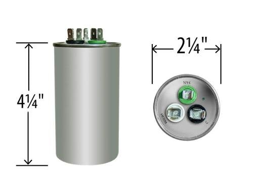 40 + 3 uf/Mfd Round Dual Universal Capacitor Replacement Amrad USA2274 Replacement - Used for 370 or 440 VAC, Made in the U.S.A.