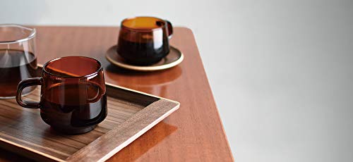 KINTO 21742 SEPIA Cup & Saucer, 9.1 fl oz (270 ml), Amber, Heat-Resistant Glass, Gift, Present
