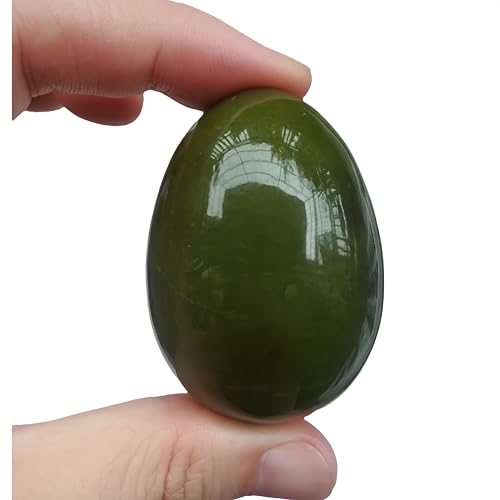 Natural Green Jadee 50 * 35mm Egg-Shape Meditation Chakra and Indoor Decorative Balancing Gemstone and Crystals Figurines Kit, for Reiki Healers and Yoga Practioner Green Jade