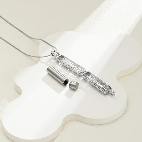 Cylinder and Heart Urn Necklace for Ashes for Women Men Memorial Lockets for Ashes Holder