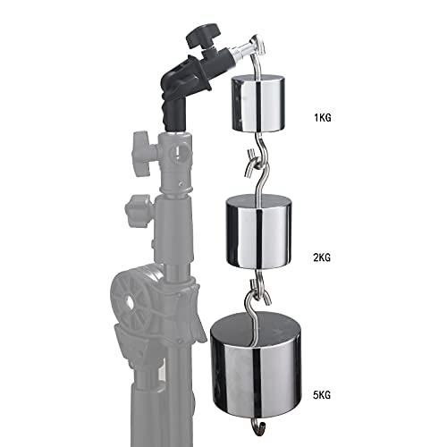 WELLMAKING Light Stand, 72 inches led Light Stand Reverse Folding Light Tripod, 2 Pieces Standard 1/4 to 3/8 inch Metal Male Convertor Threaded Screw Adapter Spigot Stud & U-Shape Swivel Mount Bracket