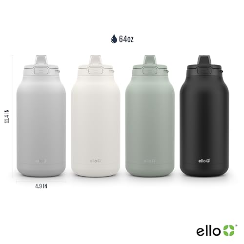 Ello Hydra 64oz Half Gallon Vacuum Insulated Stainless Steel Jug, Sage 64 Ounces