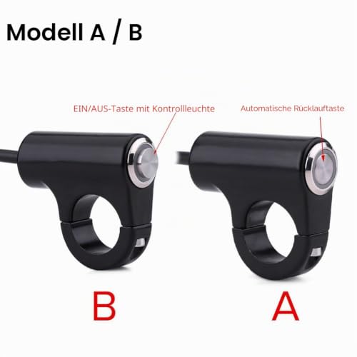 Motorcycle Handlebar Switch, 22 mm Aluminum Handlebar Horn Power Start Switch ON/OFF Waterproof Push Button Switch Handlebar Mount Blue Ray 10-12V 10-16A CNC(B) B
