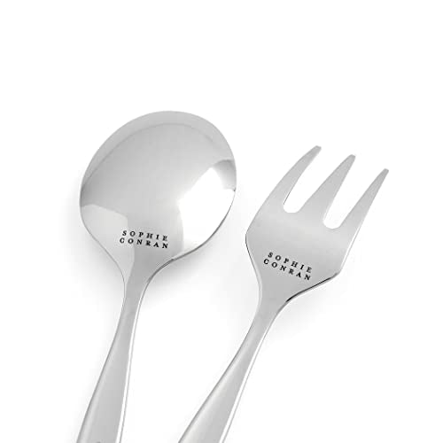 Portmeirion Sophie Conran Arbor Salad Servers - Set of 2, 10 Inch Stainless Steel Serving Utensils with Rounded Slender Handles for Dining, Kitchen & Salad Tableware - Dishwasher Safe