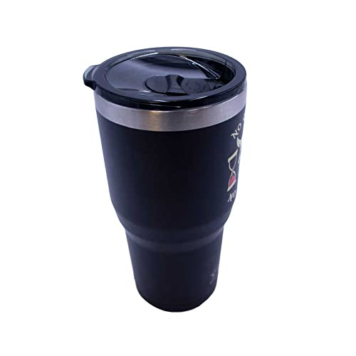 Yukon Outfitters Freedom High Grade 18/8 Stainless Steel Double Wall Vacuum Insulated Tumbler (30oz / 890ml) - 7.85" H x 3.9" Top Dia. / 2.9" Bottom dia., Black with 'No Quarter' Pirate print 30 Ounces