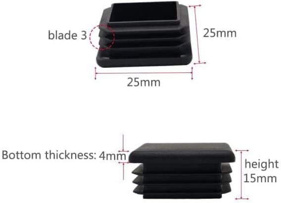 [Australia - AusPower] - 100 Pack 1 Inch Square Plastic Plug, tubing end Cap, Durable Chair Glide?it fits 1" Outside Diameter Square tubing? 