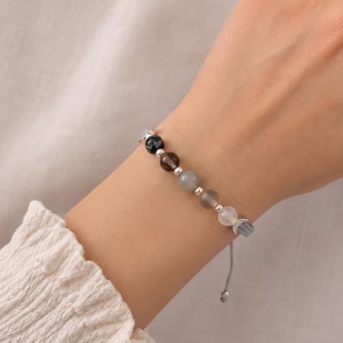 Moon Phase Natural Crystal Spiritual Bracelet for Women Black