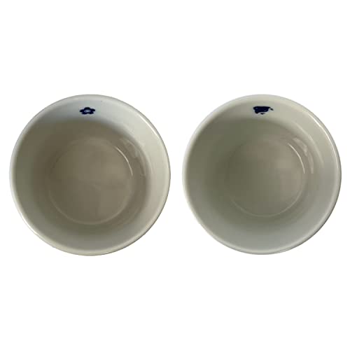 Japanese Sake Cups Set of 2- Sakura and Mt. Fuji Design, Indigo Color Pottery, 3.9 fl oz, For Cold and Hot Drink, Soup Cup Aperitif Tea Cup with Gift Box