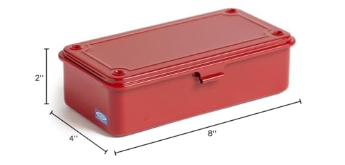 Red Toyo trunk shape toolbox with metal latch and handle