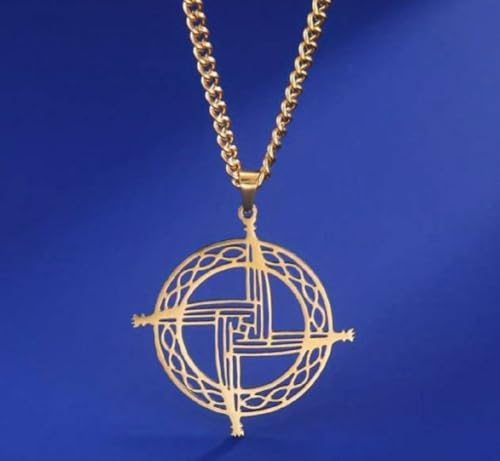 Gold Saint St Brigid Irish Celtic Pagan Cross Pendant Necklace Brigid's F21