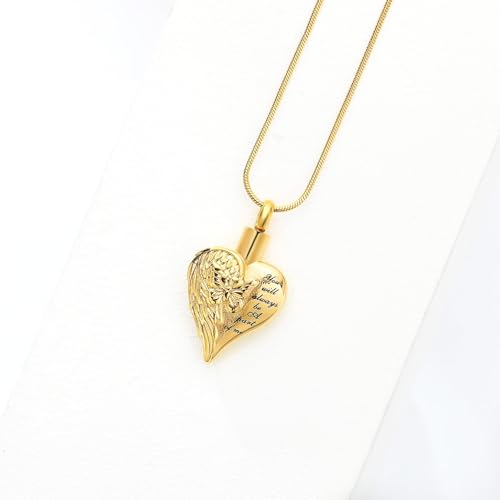 Imrsanl Cremation Jewelry Butterfly Heart Urn Necklace for Women Gold