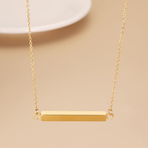 Horizontal Bar Urn Necklace For Ashes For Women Gold