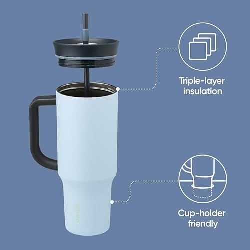 Owala Tumbler Stainless Steel Water Bottle 40 oz The Great Blue