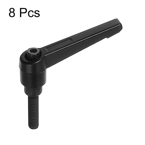 QUARKZMAN Pack of 8 Clamping Lever Handle M6 x 20 mm Male Thread Screw, Aluminum Alloy Adjustable Handles, Tension Lever for Machine Tools, Welding Machines, Pressure Equipment, Black M6 x 20mm