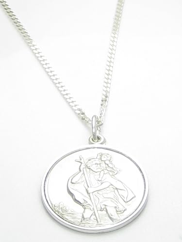Saint Christopher sterling silver pendant on an 18 inch chain .925 E