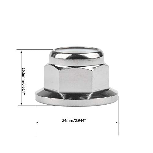 Wanyifa titanium M12 flange nylon lock nuts, 1.25mm pitch, pack of 6