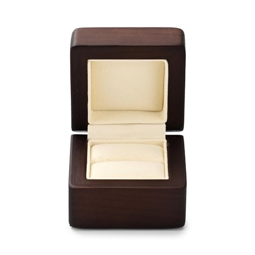 Solid Wood Proposal Engagement Ring Box Walnut Ring Gift Box Beige