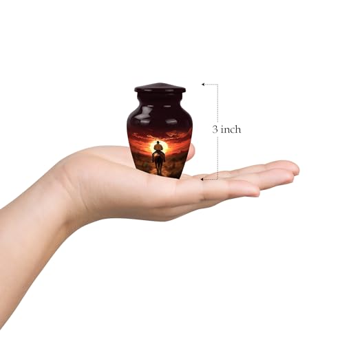Cowboy Urn for Ashes for Women - Mini Urns for Human Ahses - Keepsake Cremation Holders for Women - Memorial Urns for Human Adult Man(Size:- 3" 1Pc) Cowboy 3 inch (1 piece)