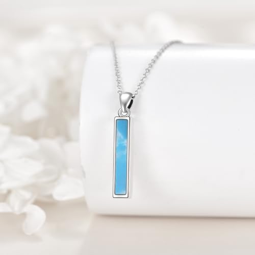 YFN Bar Larimar Urn Necklace Sterling Sliver Cremation Jewelry Urn Necklaces for Ashes for Women
