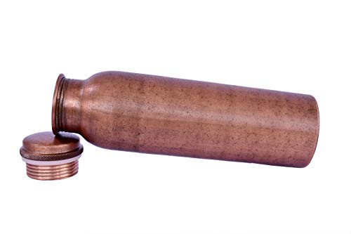 De Kulture Handmade Vintage Pure Copper Water Bottle With Cap, Ideal Drink ware With Ayurveda and Yoga Benefits, 2.75x10 Inches (DH) (900 ml)