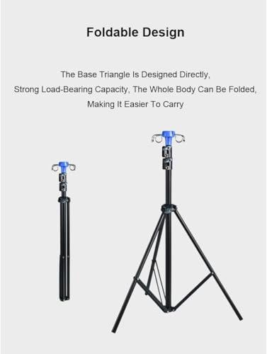 6.5 Feet Portable Folding Infusion Stand, 4 Hooks, 3 Legs, Drip Bag Stand, Height Adjustable, Foldable Infusion Stand for Travel and Home Care Black