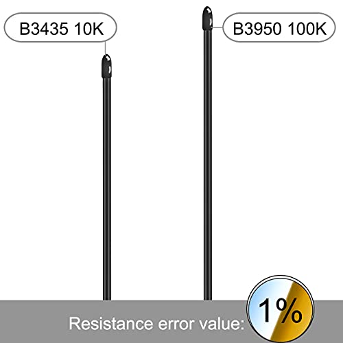 Thermistor NTC MF52D 10K 100K Ohm Temperature Sensor 1% Accuracy Value for Arduino, Temperature Measurement Project, Pack of 10 (5x 3435 / 5x 3950)