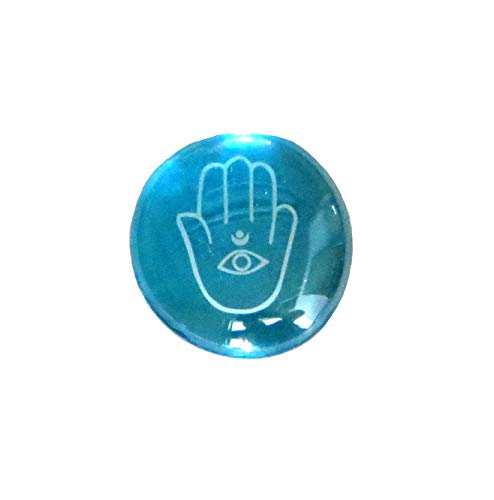 Lifeforce Glass Judaica Glass Stones: Chai, Star of David, Hamsa, Mazel Tov and Shalom on Shades of Blue, Set of 24