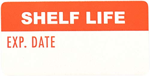 White and Red Shelf Life Labels, 3/4 x 1 1/2 Inch Semi Gloss Expiration Date Stickers, 500 Total Adhesive Labels on a Roll for Food Safety, Prep Dating, and Inventory Control – Made in the USA
