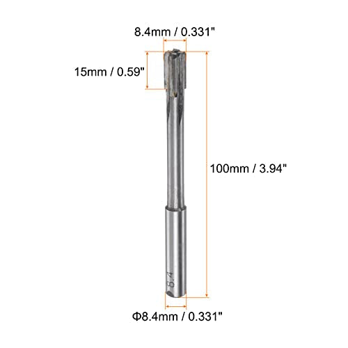 Sourcing Map Clamping Reamer 8.4 mm H7 Carbide Tip Straight Flutes Round Shank Lathe Cutter | Straight Tip Flutes Round Shank