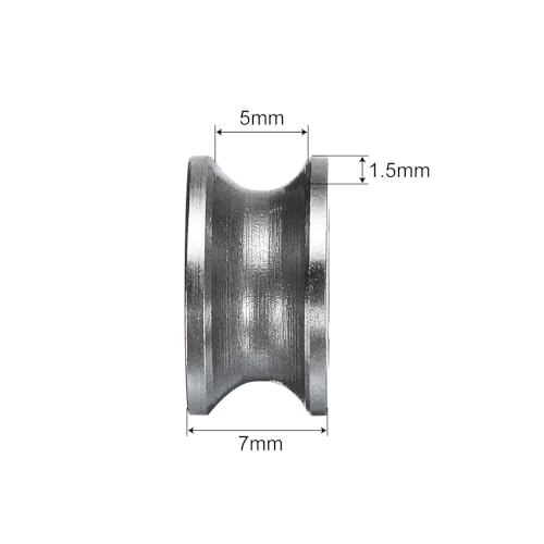 sourcing map 40pcs U624ZZ U Groove Track Guide Bearing 4x13x7mm U Groove Roller Wheel Carbon Steel Bearings, ABEC3 U604ZZ 40